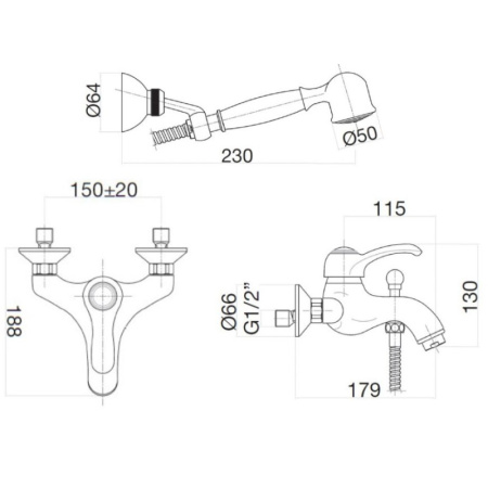 смеситель для ванны webert aurora au850101010(153) цвет золото