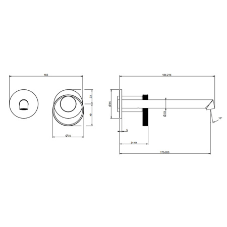 смеситель gessi anello 63383#031 для раковины, встраиваемый, внешняя часть, цвет хром