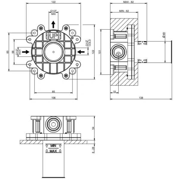 внутренняя часть gessi emporio 38315#031 для однорычажного смесителя цвет хром
