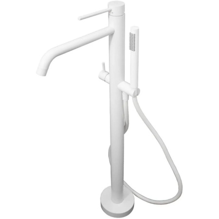 Смеситель Paffoni Light LIG032BO для ванны, напольный, с душевым гарнитуром, излив 28.4 см, h92 см, белый матовый