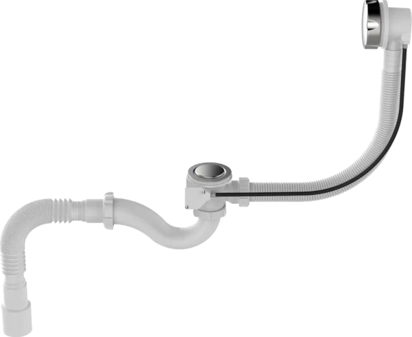 Слив-перелив для ванны Aquant Standart V322-18-MR 50 мм, полуавтомат, хром, с сифоном