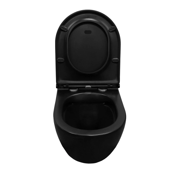 унитаз azario grado 490х370х360 безободковый с сиденьем микролифт, черный матовый (az-0046-mb)