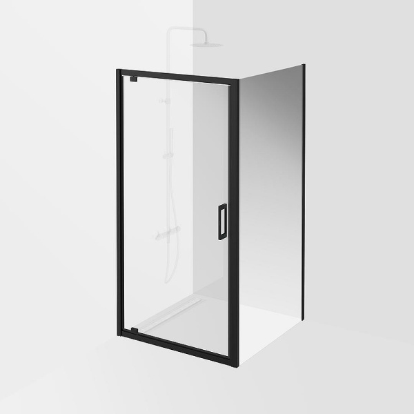 душевая стенка kerama marazzi vetro 100 ve.100.fp.blk.m профиль черный матовый, стекло прозрачное