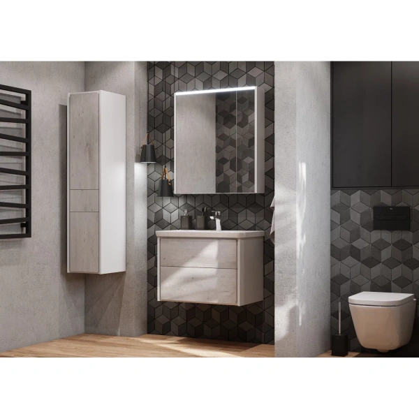 пенал roca ronda zru9303005 подвесной l, бетон/белый матовый