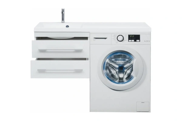 раковина aquanet нота 120 l new нф-00014449 / 00239565 над стиральной машиной, крыло справа, 120x48.2 см, белая