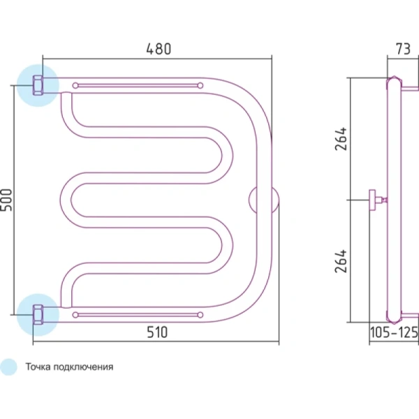 полотенцесушитель водяной 500x500 сунержа лира 2 полки 00-0012-5050