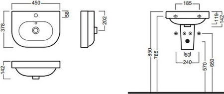 раковина подвесная hatria daytime 45х37 см yxbm01, белая