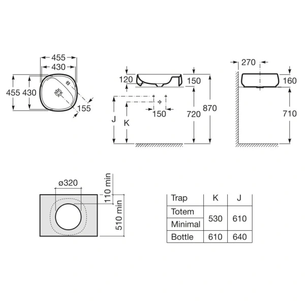 раковина 45,5x45,5 см roca beyond 3270b9630