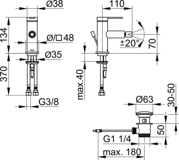 смеситель для биде keuco ixmo flat 59509 013000 с гарнитурой хром