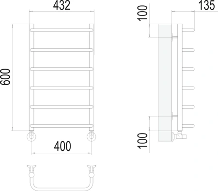 полотенцесушитель водяной terminus стандарт п6 400x600 4670078530318