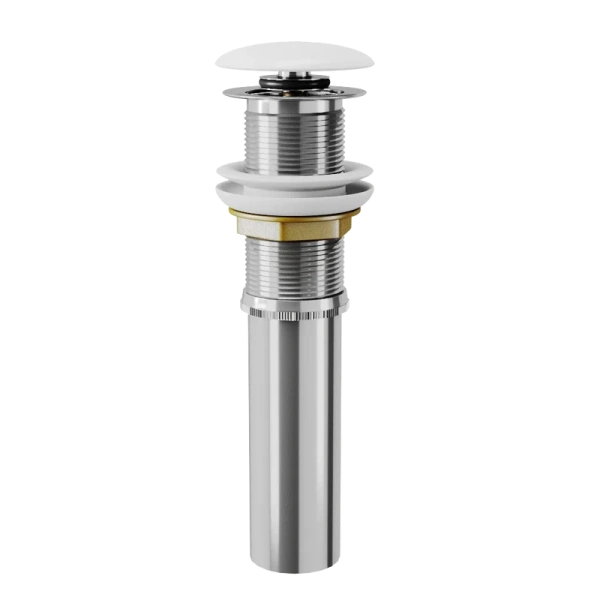 Донный клапан D&K DC9008 для раковины, с переливом, матовый белый