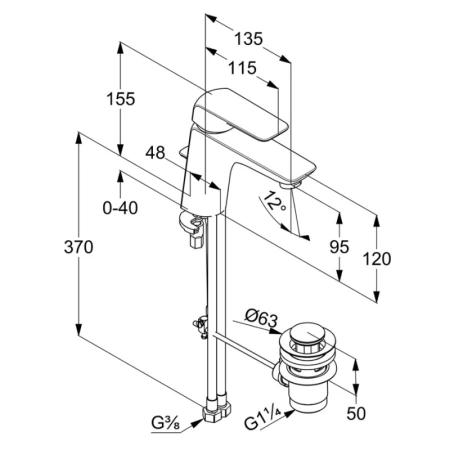 смеситель для раковины kludi ameo xl 410230575 цвет хром