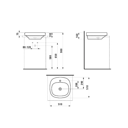laufen laufen palomba раковина 51см., встраиваемая сверху, 1 отв., цвет: белый
