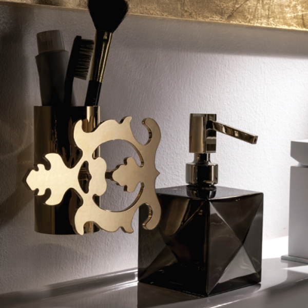 Дозатор для мыла настольный Bertocci Grimilde 119 9048 5050, прозрачный хрусталь/золото матовое