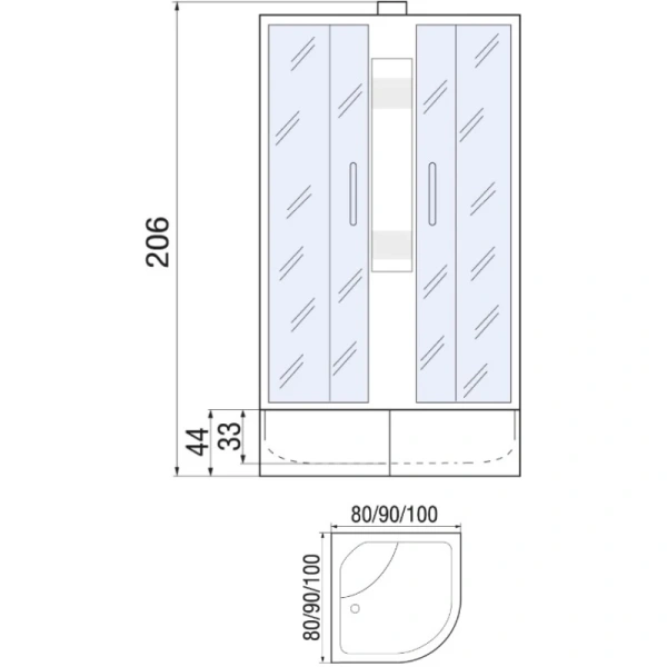 душевая кабина river nara 80x80x43 мт б/к 10000000837 профиль матовый хром задняя стенка белая