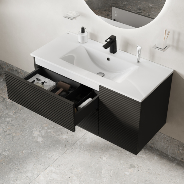 тумба с раковиной 100 см iddis bild bil10g0i95k, подвесная, цвет темно-серый