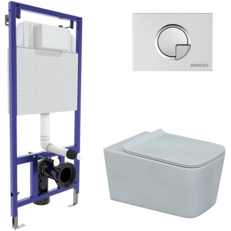 Комплект подвесной унитаз Berges Floe + система инсталляции Berges Novum R2 043281