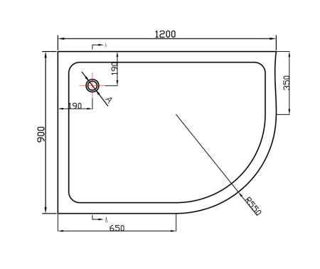 душевой поддон vincea vst-2aj-1290 l/r, 120×90x13.5 см, сифон с гидрозатвором, асимметричный, белый