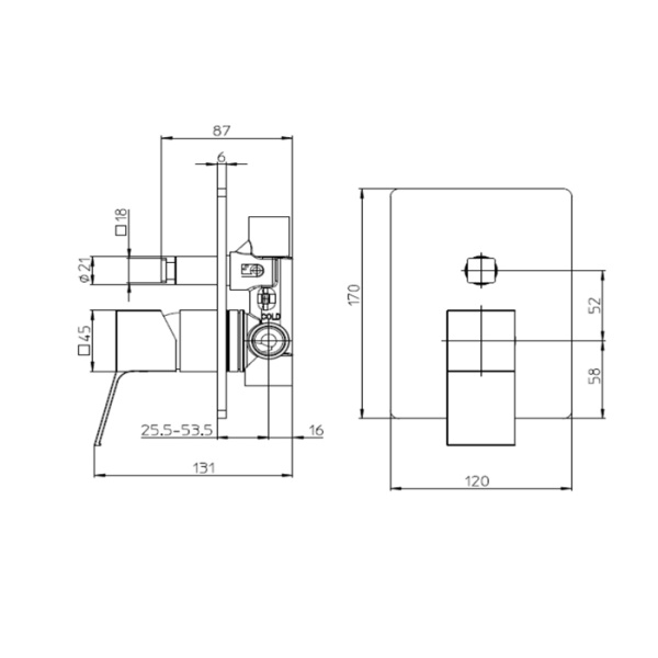смеситель для душа bossini aki line z00740.030 на 2 выходов. цвет: хром