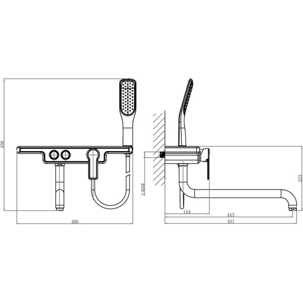 смеситель для ванны с душем d&k berlin kunste da1443313 универсальный