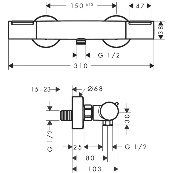 термостат для душа hansgrohe ecostat element 13346000