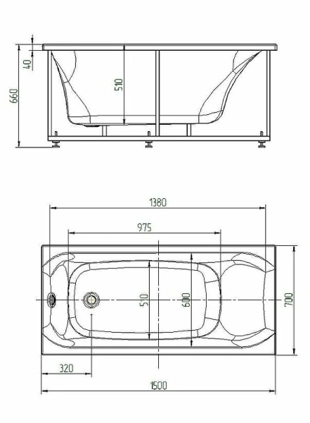 акриловая ванна aquatek альфа 150x70 alf150-0000025 без гидромассажа с фронтальной панелью с каркасом (вклеенный) со слив-переливом (слева)