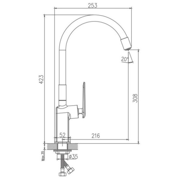 смеситель для кухни haiba hb73548-8 цвет белый \ хром