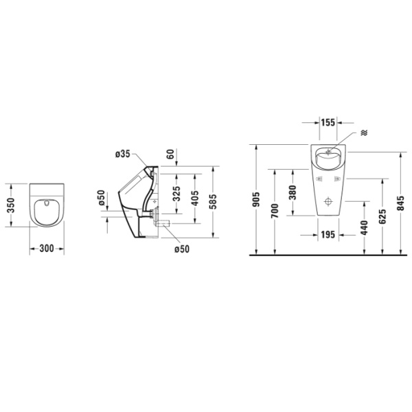 писсуар duravit me by starck 2809300000 подвесной, безободковый, белый
