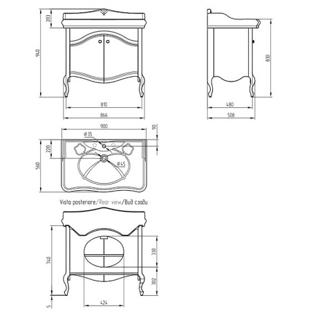 тумба под раковину migliore impero 90 25982 decape sabbia