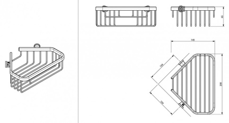 полка корзина sonia accessories 182855 угловая цвет черный матовый