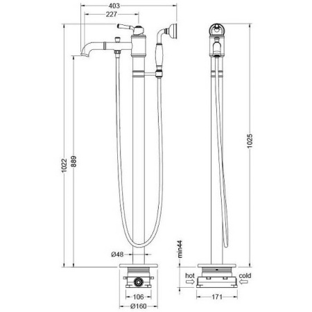 смеситель для ванны aquatek классик aq1545cr хром