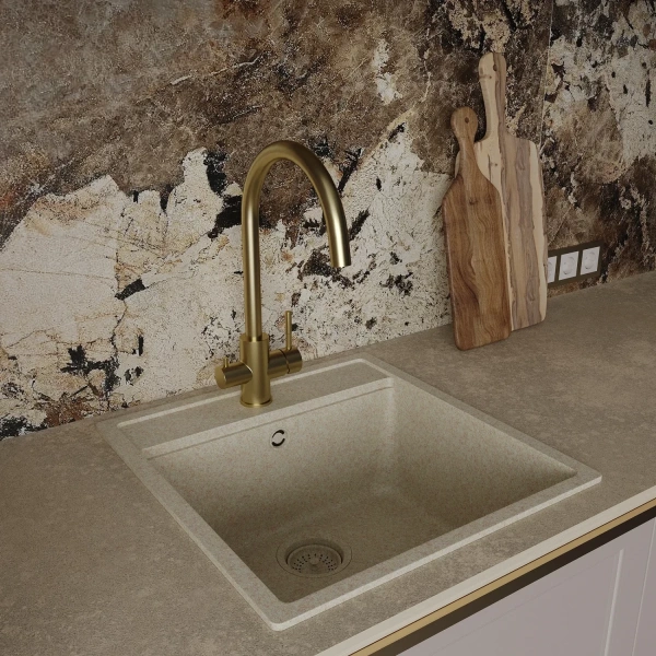 смеситель для кухни oliveeka ol-458022-bg с подключением к фильтру, золотой матовый