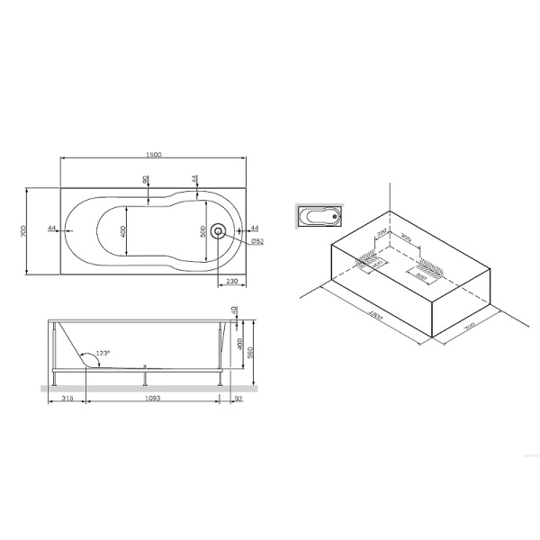 каркас для ванны am.pm x-joy 150x70 w88a-150-070w-r серый