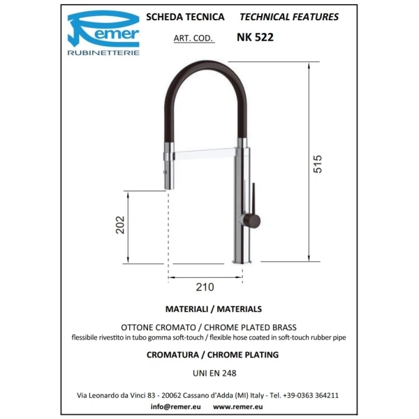 смеситель для кухни remer nk522
