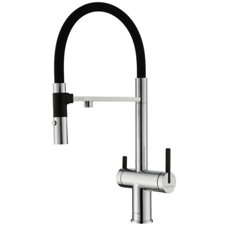 Смеситель для кухни с подключением к фильтру Paulmark Gravity Gr213188-CR, хром/ черный