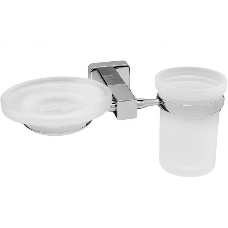 Стакан для зубных щеток WasserKRAFT Lippe K-6526 с мыльницей, цвет хром