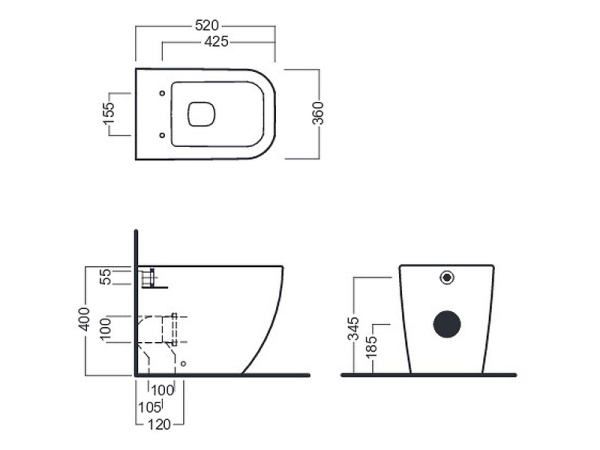 унитаз приставной hatria bianca арт. y3al01, безободковый, без сиденья, цвет белый унитаз приставной hatria bianca арт. y3al01, безободковый, без сиденья, цвет белый