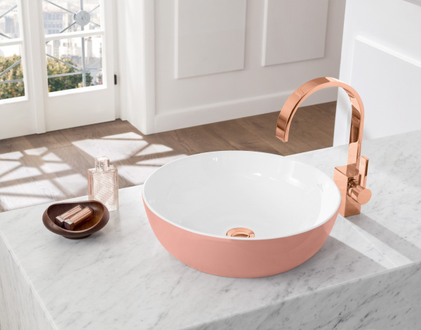 раковина villeroy & boch artis 417943bct0 накладная, ø43 см, powder (пудровый) с покрытием ceramicplus