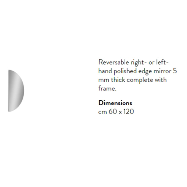 зеркало 120х60х0.5 см antonio lupi spicchio spicchio120 полукруг, на раме, с блестящей кромкой