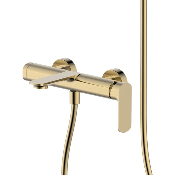 смеситель для ванны aquame monza aqm6312bg с душевым гарнитуром, золотой матовый