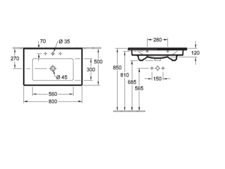 раковина villeroy & boch verity line 4a128l01 подвесная/накладная 80x50 см, альпийский белый