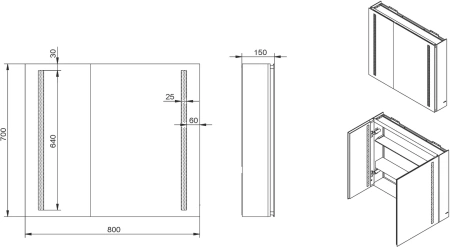 зеркальный шкаф esbano es-2404 (esms2404) 80х70