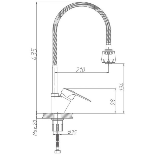 смеситель для кухни haiba hb4304-3 цвет хром
