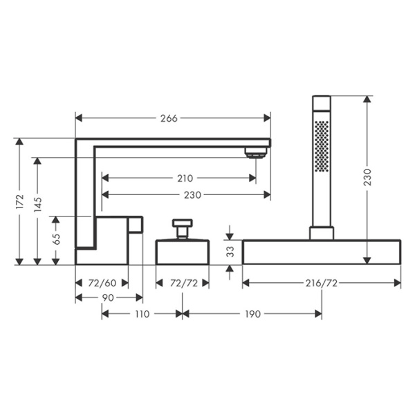смеситель на борт ванны axor edge 46431990