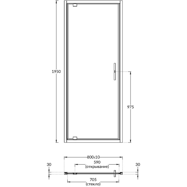 душевая дверь kerama marazzi vetro 80 ve.80.pd.cr профиль хром, стекло прозрачное