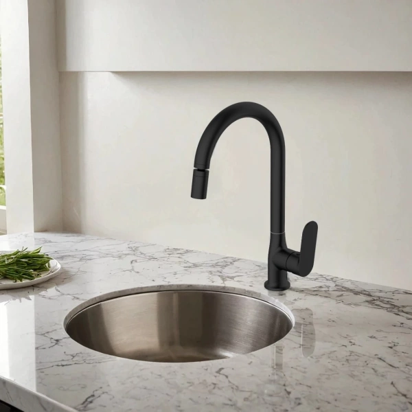 смеситель для кухни voda shore shr519bar черный матовый