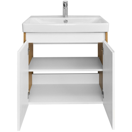 тумба с раковиной белый глянец/дуб рустикальный 70,5 см акватон сканди doors 1a2789k0sdz90