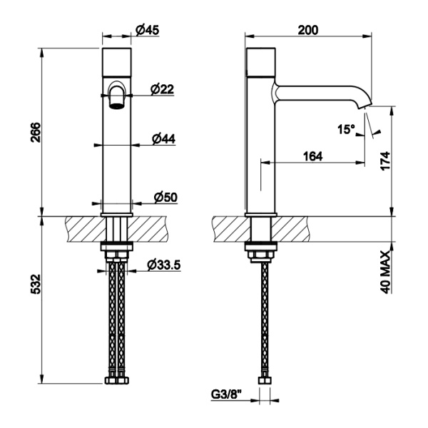 gessi gessi habito rigato смеситель для раковины, 1 отв., без донного клапана, цвет: copper brushed pvd