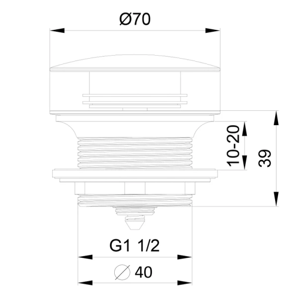 донный клапан wonzon & woghand ww-ss105-bn для ванны, без перелива, брашированный никель
