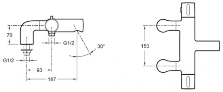 смеситель для ванны jacob delafon cuff e78521-cp с термостатом, хром